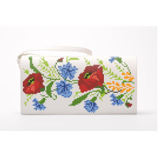 КЛ024шМ1301 Барвиста вишиванка Заготовка для вишивки - Клатч Польові квіти 21x13 см шовк, бежевий