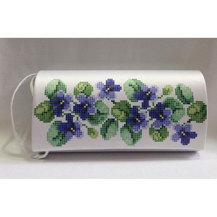 КЛ025кБ1301i Барвиста вишиванка Набір для вишивки друкованим хрестиком - Клатч Незабудки 21x13 см атлас, білий