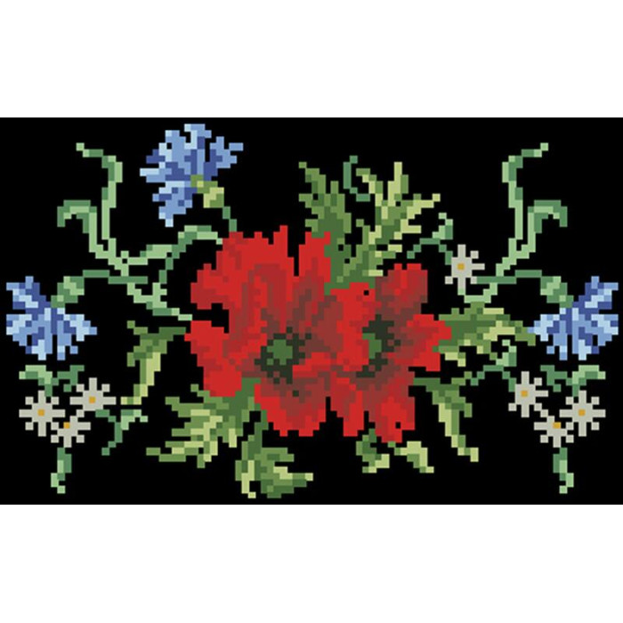 КЛ026хЧ1301 Барвиста вишиванка Заготовка для вишивки - Клатч Ніжні маки, волошки, колоски 21x13 см батист, чорний