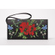КЛ026кЧ1301i Барвиста вишиванка Набір для вишивки друкованим хрестиком - Клатч Ніжні маки, волошки, колоски 21x13 см атлас, чорний