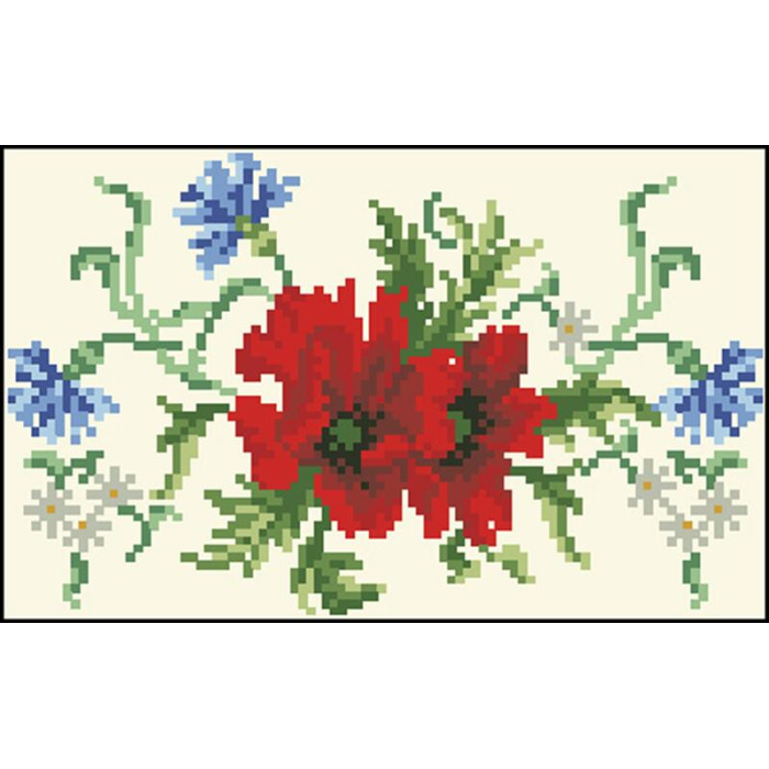 КЛ026кМ1301k Барвиста вишиванка Набір для вишивки бісером - Клатч Ніжні маки, волошки, колоски 21x13 см атлас, бежевий