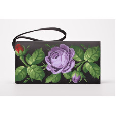 КЛ027дЧ1301i Барвиста вишиванка Набір для вишивки друкованим хрестиком - Клатч Романтичні троянди 21x13 см домоткане полотно, чорний