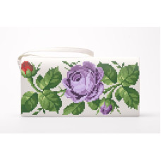 КЛ027кМ1301i Барвиста вишиванка Набір для вишивки друкованим хрестиком - Клатч Романтичні троянди 21x13 см атлас, бежевий