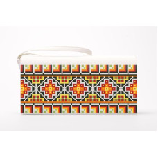 КЛ028кБ1301i Барвиста вишиванка Набір для вишивки друкованим хрестиком - Клатч Прикарпаття 21x13 см атлас, білий