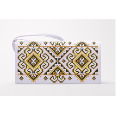 КЛ033дБ1301k Барвиста вишиванка Набір для вишивки бісером - Клатч Кучерява безмежність 21x13 см домоткане полотно, білий