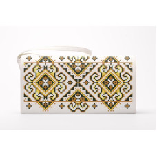 КЛ033шМ1301 Барвиста вишиванка Заготовка для вишивки - Клатч Кучерява безмежність 21x13 см шовк, бежевий