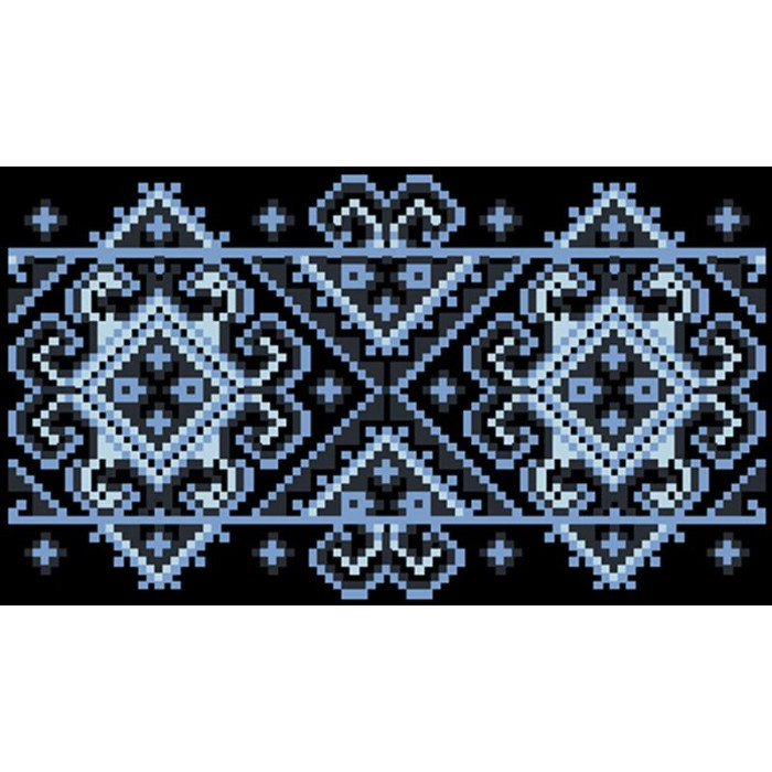 КЛ034кЧ1301i Барвиста вишиванка Набір для вишивки друкованим хрестиком - Клатч Кучерява безмежність 21x13 см атлас, чорний