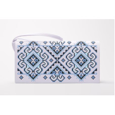 КЛ034лБ1301i Барвиста вишиванка Набір для вишивки друкованим хрестиком - Клатч Кучерява безмежність 21x13 см льон, білий