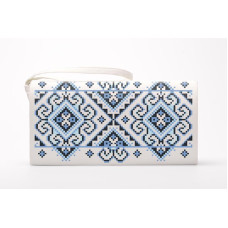 КЛ034пБ1301i Барвиста вишиванка Набір для вишивки друкованим хрестиком - Клатч Кучерява безмежність 21x13 см габардин, білий