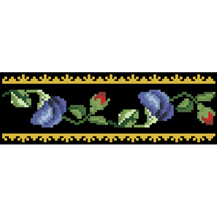 КЛ035кЧ1301i Барвиста вишиванка Набір для вишивки друкованим хрестиком - Клатч Мальви, троянди, братки 21x13 см атлас, чорний