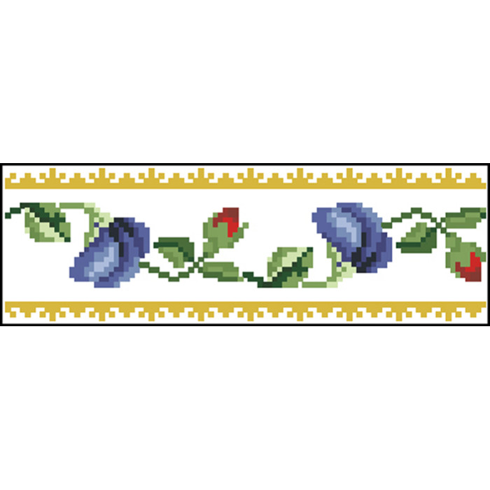 КЛ035пБ1301i Барвиста вишиванка Набір для вишивки друкованим хрестиком - Клатч Мальви, троянди, братки 21x13 см габардин, білий