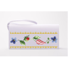 КЛ036дБ1301i Барвиста вишиванка Набір для вишивки друкованим хрестиком - Клатч Лілеї, троянди, незабудки 21x13 см домоткане полотно, білий