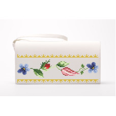 КЛ036кМ1301k Барвиста вишиванка Набір для вишивки бісером - Клатч Лілеї, троянди, незабудки 21x13 см атлас, бежевий