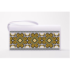 КЛ038кБ1301k Барвиста вишиванка Набір для вишивки бісером - Клатч Сонячна 21x13 см атлас, білий