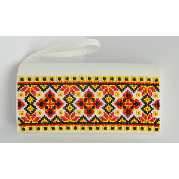 КЛ039хБ1301 Барвиста вишиванка Заготовка для вишивки - Клатч Український степ 21x13 см батист, білий