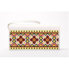 КЛ039кМ1301k Барвиста вишиванка Набір для вишивки бісером - Клатч Український степ 21x13 см атлас, бежевий