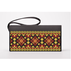 КЛ039шЧ1301i Барвиста вишиванка Набір для вишивки друкованим хрестиком - Клатч Український степ 21x13 см шовк, чорний