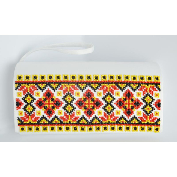 КЛ039шМ1301k Барвиста вишиванка Набір для вишивки бісером - Клатч Український степ 21x13 см шовк, бежевий