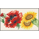 КЛ040лМ1301i Барвиста вишиванка Набір для вишивки друкованим хрестиком - Клатч Маки і соняхи 21x13 см льон, бежевий