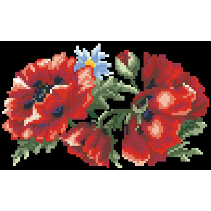 КЛ041шЧ1301i Барвиста вишиванка Набір для вишивки друкованим хрестиком - Клатч Маки червоні 21x13 см шовк, чорний