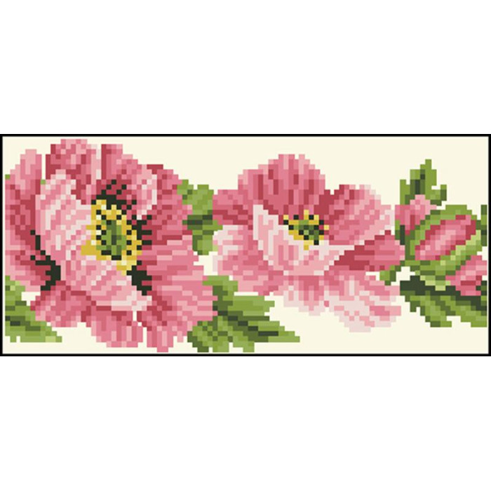 КЛ042кМ1301k Барвиста вишиванка Набір для вишивки бісером - Клатч Маки рожеві 21x13 см атлас, бежевий