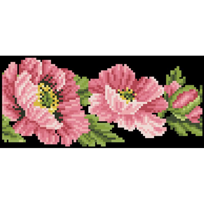 КЛ042шЧ1301i Барвиста вишиванка Набір для вишивки друкованим хрестиком - Клатч Маки рожеві 21x13 см шовк, чорний