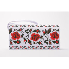 КЛ043дБ1301k Барвиста вишиванка Набір для вишивки бісером - Клатч Весільні пари 21x13 см домоткане полотно, білий