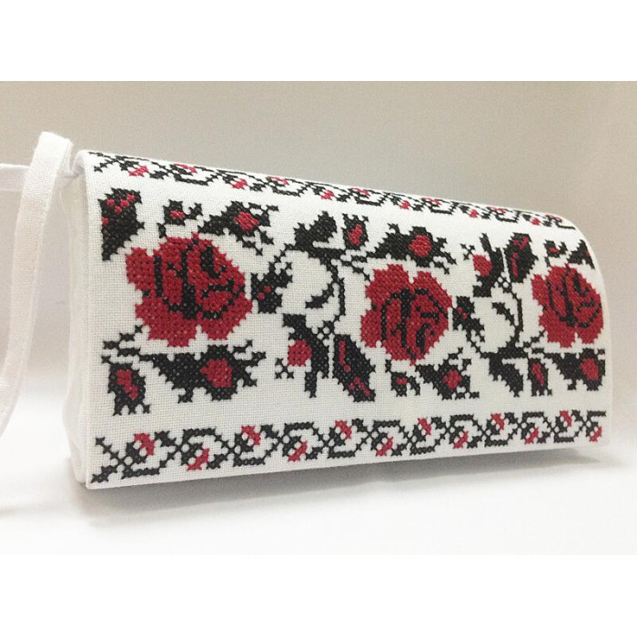 КЛ043лБ1301i Барвиста вишиванка Набір для вишивки друкованим хрестиком - Клатч Весільні пари 21x13 см льон, білий