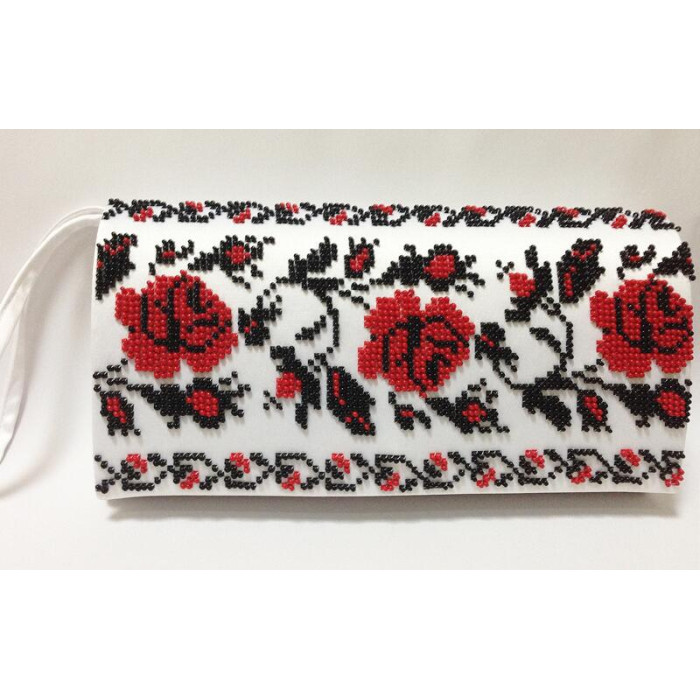 КЛ043пБ1301i Барвиста вишиванка Набір для вишивки друкованим хрестиком - Клатч Весільні пари 21x13 см габардин, білий