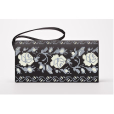 КЛ044лЧ1301k Барвиста вишиванка Набір для вишивки бісером - Клатч Весільні пари 21x13 см льон, чорний