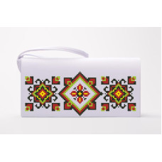 КЛ045шБ1301i Барвиста вишиванка Набір для вишивки друкованим хрестиком - Клатч Намисто 21x13 см шовк, білий