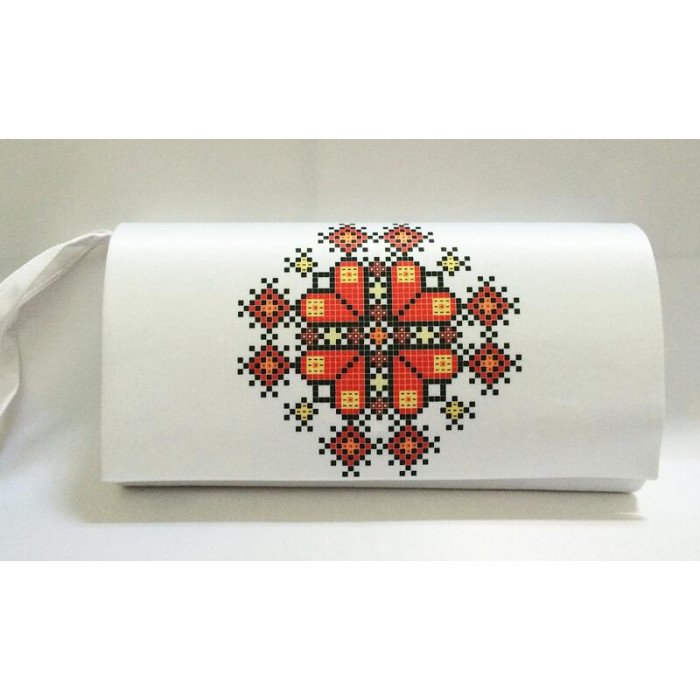 КЛ047кБ1301i Барвиста вишиванка Набір для вишивки друкованим хрестиком - Клатч Весняна 21x13 см атлас, білий