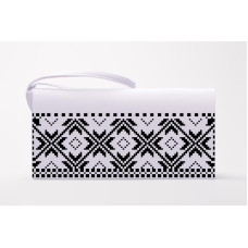 КЛ049дБ1301k Барвиста вишиванка Набір для вишивки бісером - Клатч Класична 21x13 см домоткане полотно, білий