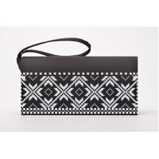 КЛ049кЧ1301i Барвиста вишиванка Набір для вишивки друкованим хрестиком - Клатч Класична 21x13 см атлас, чорний