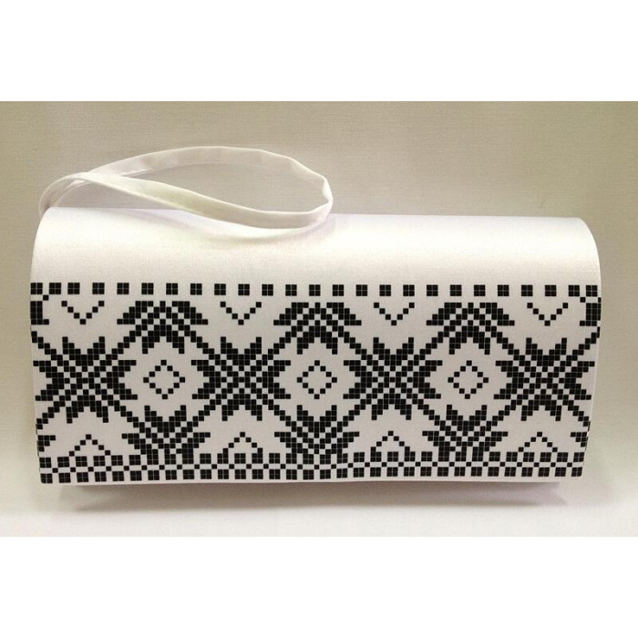 КЛ049пБ1301k Барвиста вишиванка Набір для вишивки бісером - Клатч Класична 21x13 см габардин, білий