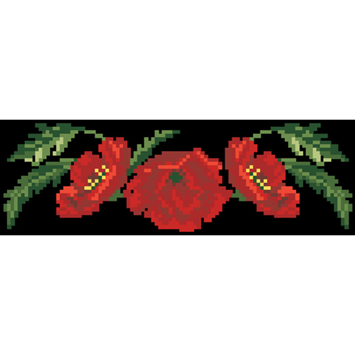 КЛ050кЧ1301i Барвиста вишиванка Набір для вишивки друкованим хрестиком - Клатч Тендітні маки 21x13 см атлас, чорний