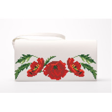 КЛ050лМ1301k Барвиста вишиванка Набір для вишивки бісером - Клатч Тендітні маки 21x13 см льон, бежевий