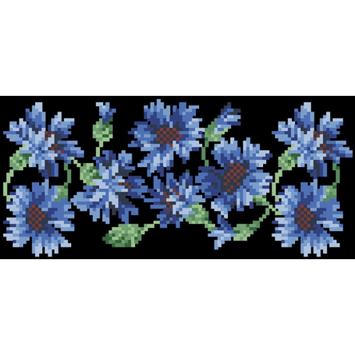 КЛ051лЧ1301i Барвиста вишиванка Набір для вишивки друкованим хрестиком - Клатч Волошки 21x13 см льон, чорний