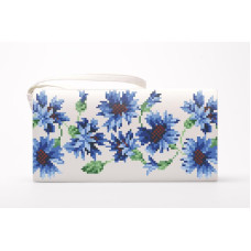 КЛ051лМ1301i Барвиста вишиванка Набір для вишивки друкованим хрестиком - Клатч Волошки 21x13 см льон, бежевий