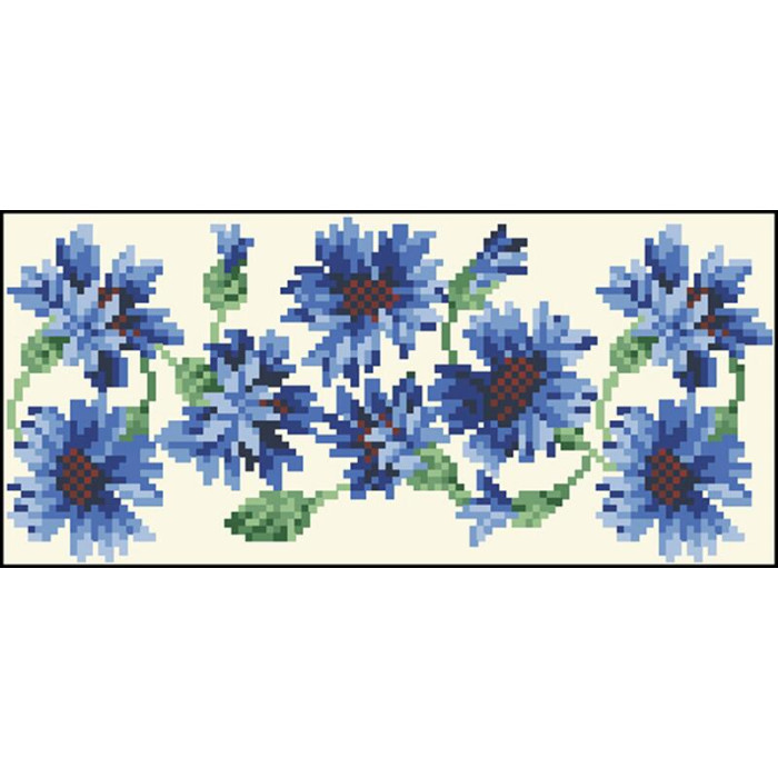 КЛ051лМ1301i Барвиста вишиванка Набір для вишивки друкованим хрестиком - Клатч Волошки 21x13 см льон, бежевий