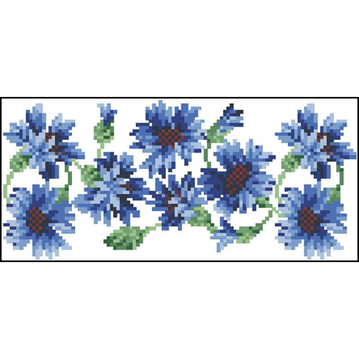 КЛ051пБ1301k Барвиста вишиванка Набір для вишивки бісером - Клатч Волошки 21x13 см габардин, білий