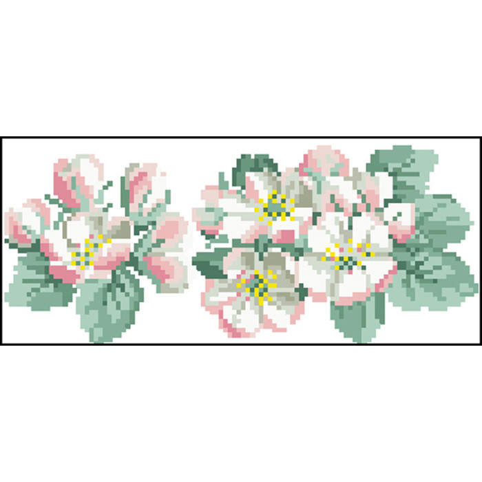 КЛ052лБ1301i Барвиста вишиванка Набір для вишивки друкованим хрестиком - Клатч Яблуневий цвіт 21x13 см льон, білий