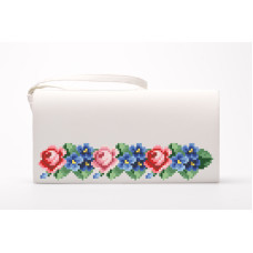 КЛ053шМ1301k Барвиста вишиванка Набір для вишивки бісером - Клатч Витончені троянди, незабудки 21x13 см шовк, бежевий