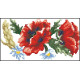 КЛ054лБ1301i Барвиста вишиванка Набір для вишивки друкованим хрестиком - Клатч Червоні маки, ромашки, колоски 21x13 см льон, білий