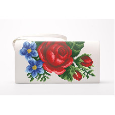 КЛ055лМ1301i Барвиста вишиванка Набір для вишивки друкованим хрестиком - Клатч Лілеї, троянди, незабудки 21x13 см льон, бежевий