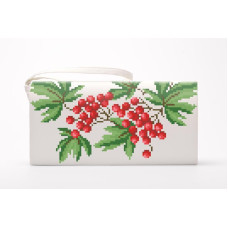 КЛ057хМ1301 Барвиста вишиванка Заготовка для вишивки - Клатч Ніжна калина 21x13 см батист, бежевий