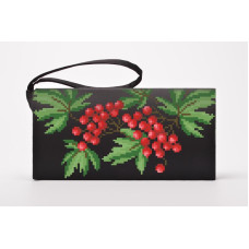 КЛ057шЧ1301 Барвиста вишиванка Заготовка для вишивки - Клатч Ніжна калина 21x13 см шовк, чорний