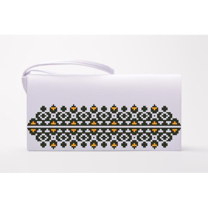 КЛ058кБ1301i Барвиста вишиванка Набір для вишивки друкованим хрестиком - Клатч Сокальська. Ніжність 21x13 см атлас, білий