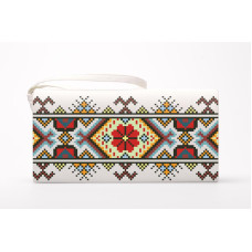 КЛ059дБ1301i Барвиста вишиванка Набір для вишивки друкованим хрестиком - Клатч Ніжний орнамент 21x13 см домоткане полотно, білий