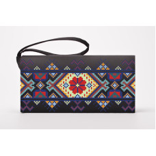 КЛ059кЧ1301k Барвиста вишиванка Набір для вишивки - Клатч Ніжний орнамент 21x13 см атлас, чорний